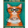 Loves Books and Cats Poster, Cat Lover Reading Wall Art, Cute Book Lover Cat Print Decor