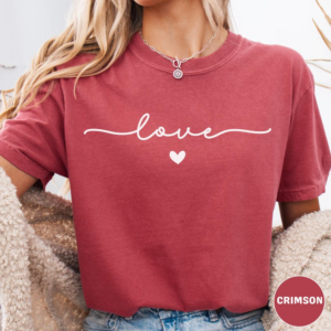 Comfort Colors Love Shirt, Minimal Love Heart Shirt, Valentine’s Day, Wedding Bachelorette Shirt, Short Sleeve T-Shirt, Long Sleeve T-Shirt